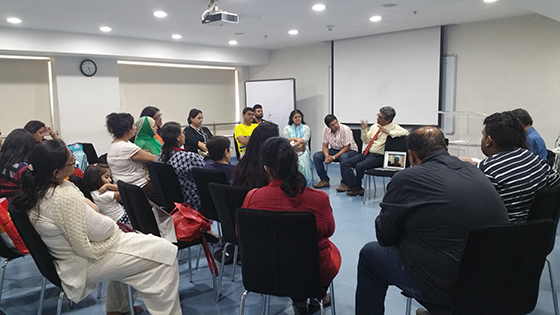 Dr. Palep interacting with the group .. A patient joins in via Video Conference from Qatar 